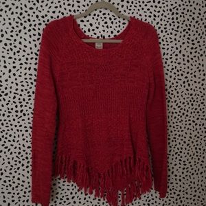 American Rag Red Tassel Sweater